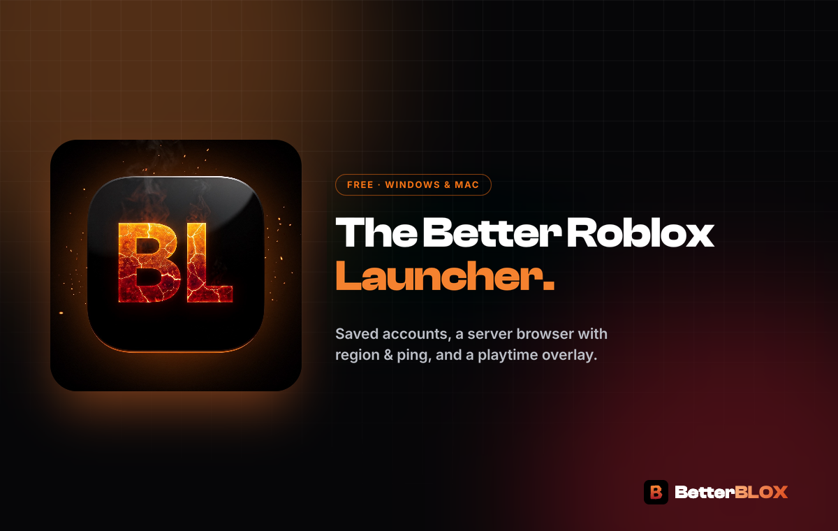 The BetterLauncher app icon beside the words "The Better Roblox Launcher"
